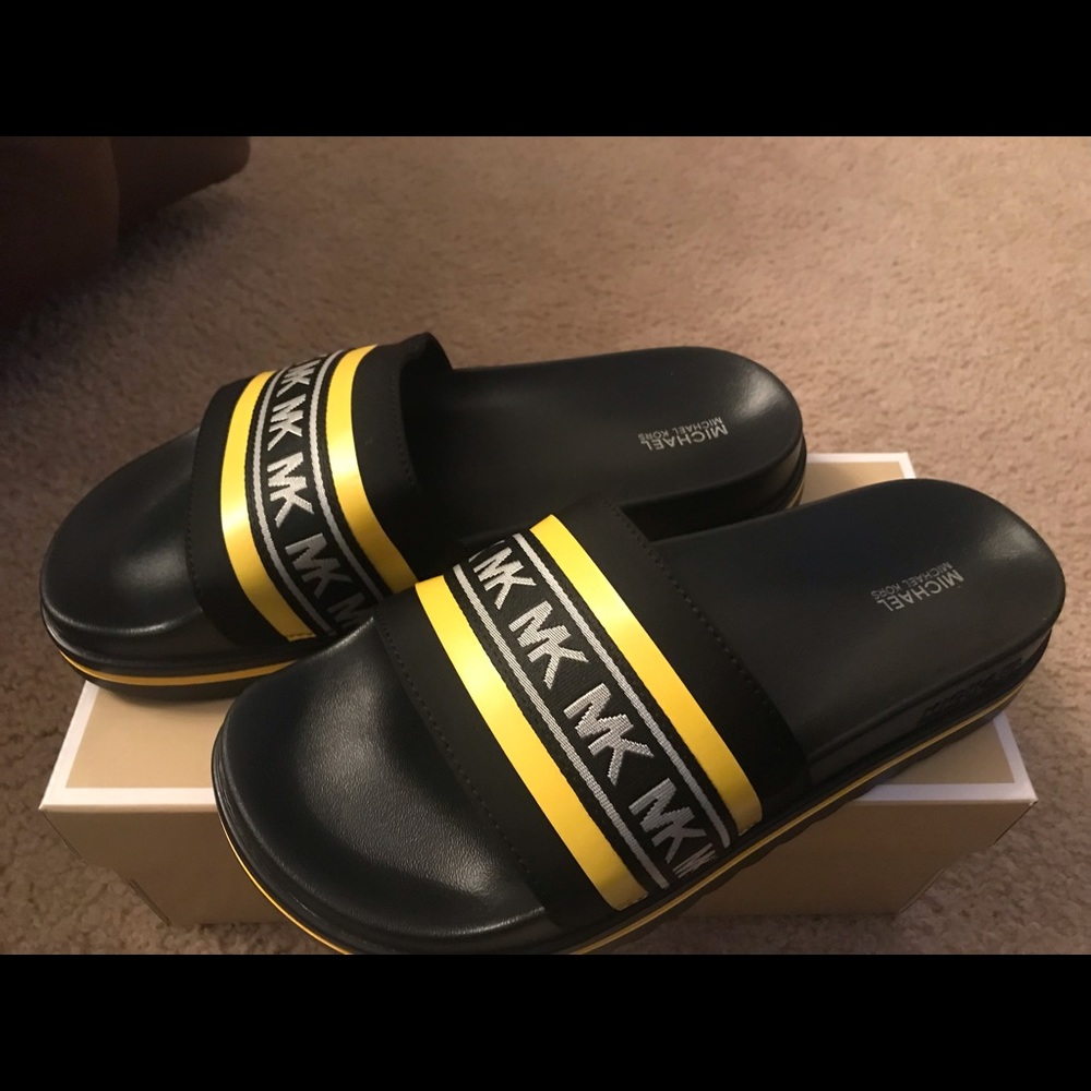 michael kors slides size 9 yellow slides